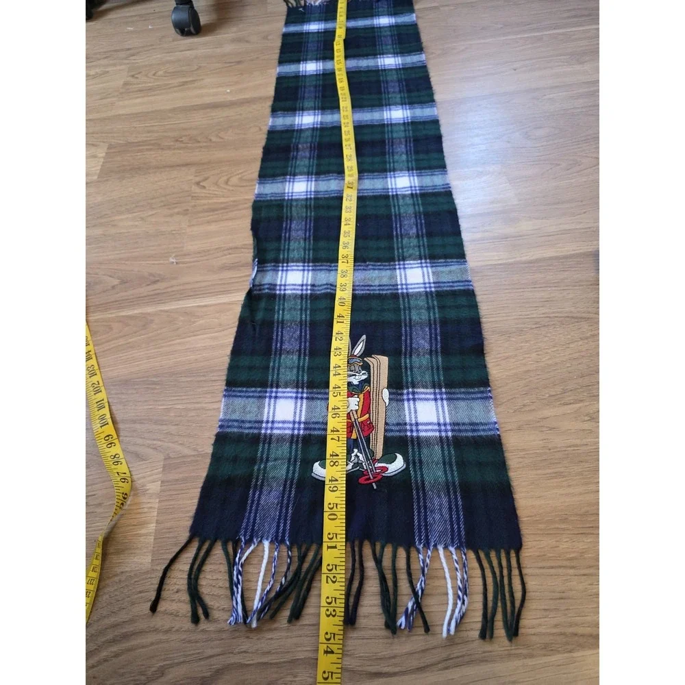 Vintage ACME Warner Bros‎ Bugs Bunny Scarf 90s Plaid Green